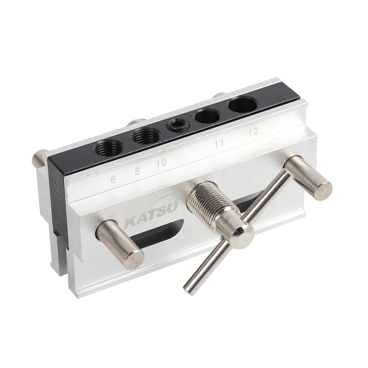 KATSU Kit de Plantilla de Clavija Autocentrante, Tamaños Métricos, Guía de Taladro, Herramienta de Localización de Posicionador de Carpintería para Maderas Gruesas 105408