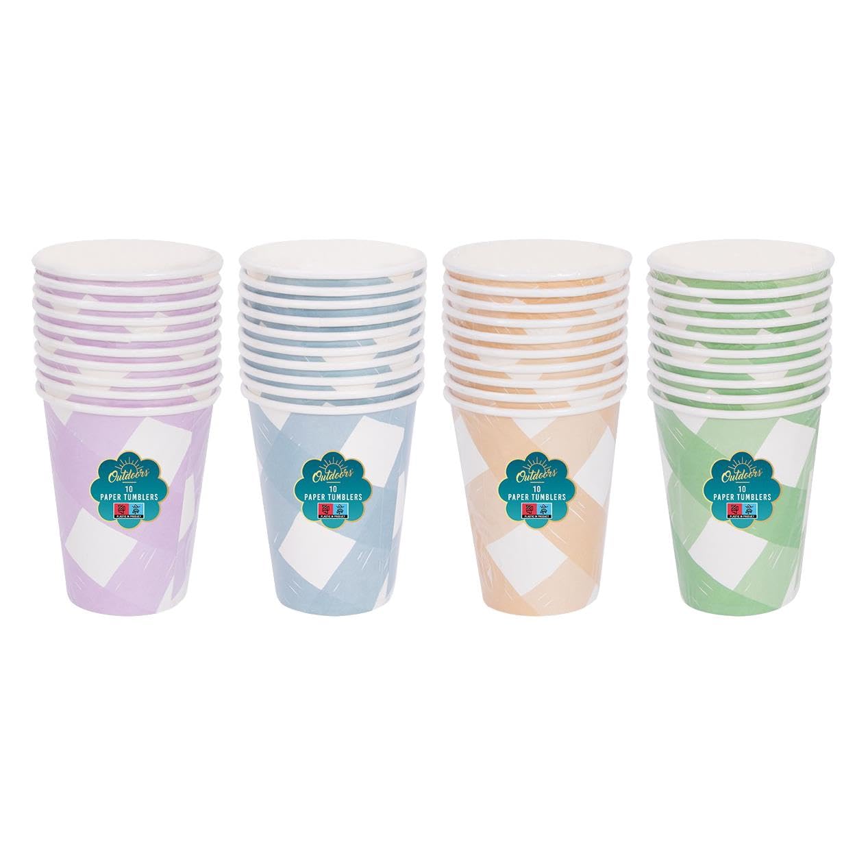 Yöl Red/Lilac/Blue Pack Of 20 Paper Tumblers Disposable Cups Terracotta Summer Dining Picnic Party Bbq
