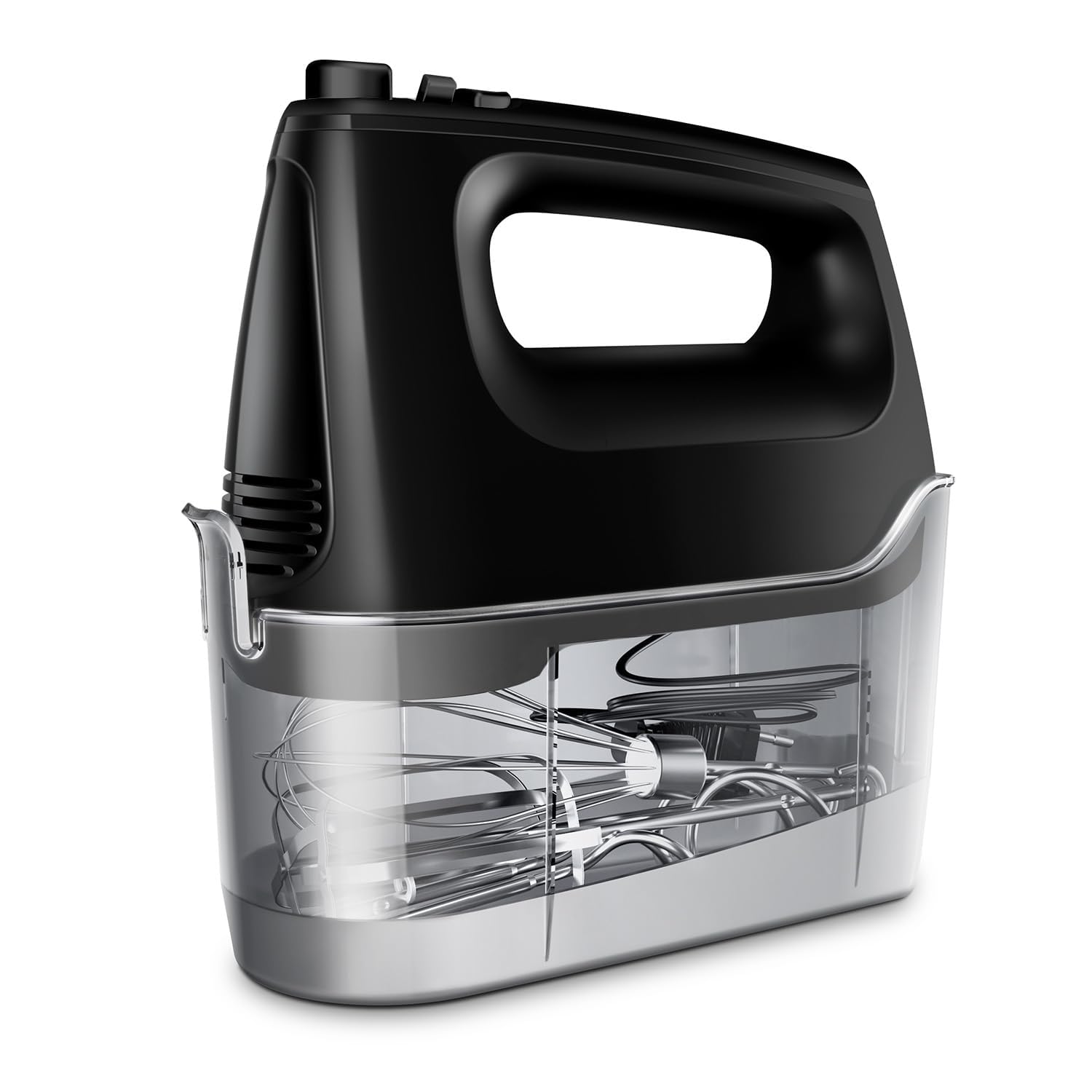 Handmixer Elektrisch Handrührgerät 6 Stufen Plus Turbo Kein Spritzen Mixer Handrührer mit Aufbewahrungskiste,5*Edelstahl Zubehör, Schwarz 400W Leiser Motor