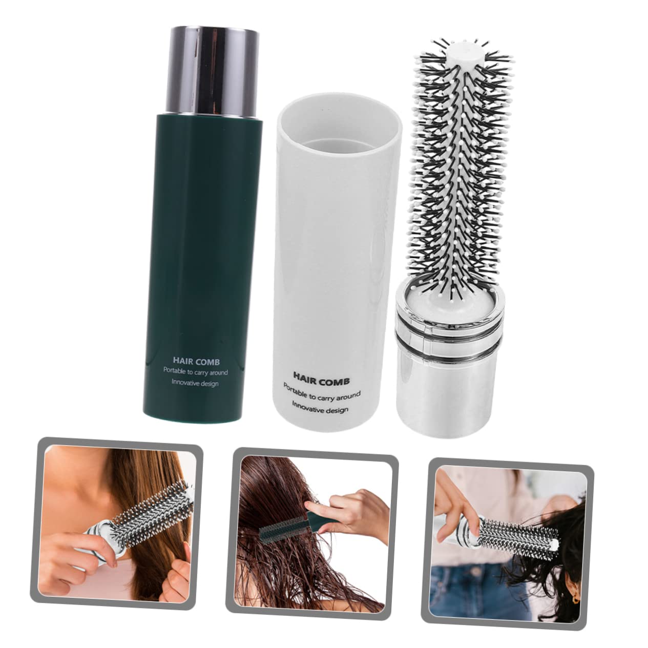FRCOLOR 4stücke Tragbare Lockenbürsten Faltbare Stylingbürsten Für Für Lockiges Haar Kompakte Haarbürsten Und Entwirren Und Dunkelgrün