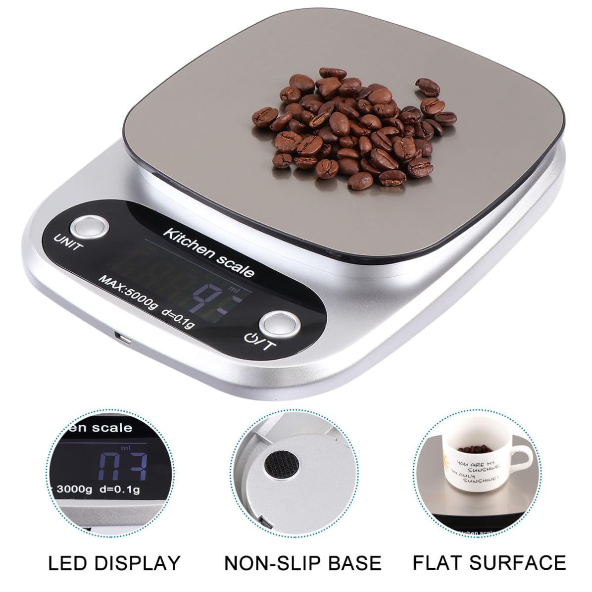 5kg Báscula 0, G Digital 1 y Recargable Cocina