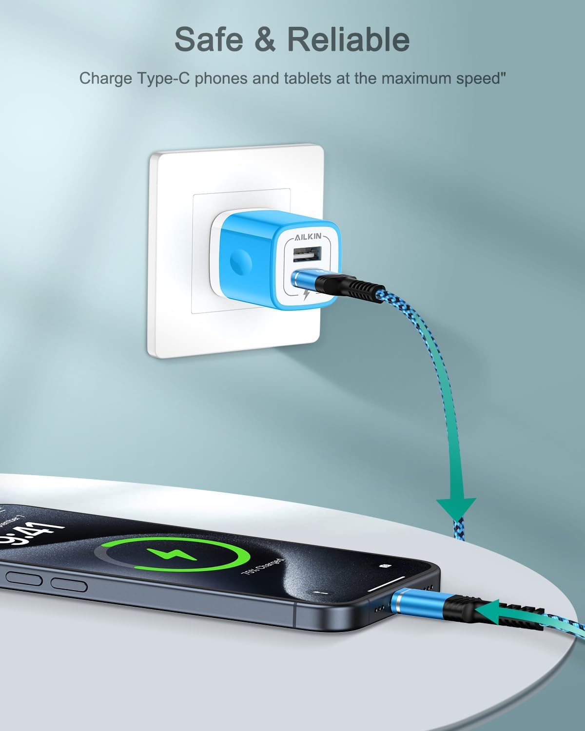 Confezione da 2 cavi da USB A a USB C, cavo di ricarica rapida in nylon intrecciato, cavo di ricarica di tipo C per iPhone 17e/17Pro/Air/16e/16/16Pro/15/15Pro, Samsung Galaxy S26/S25/S24/S23/S22
