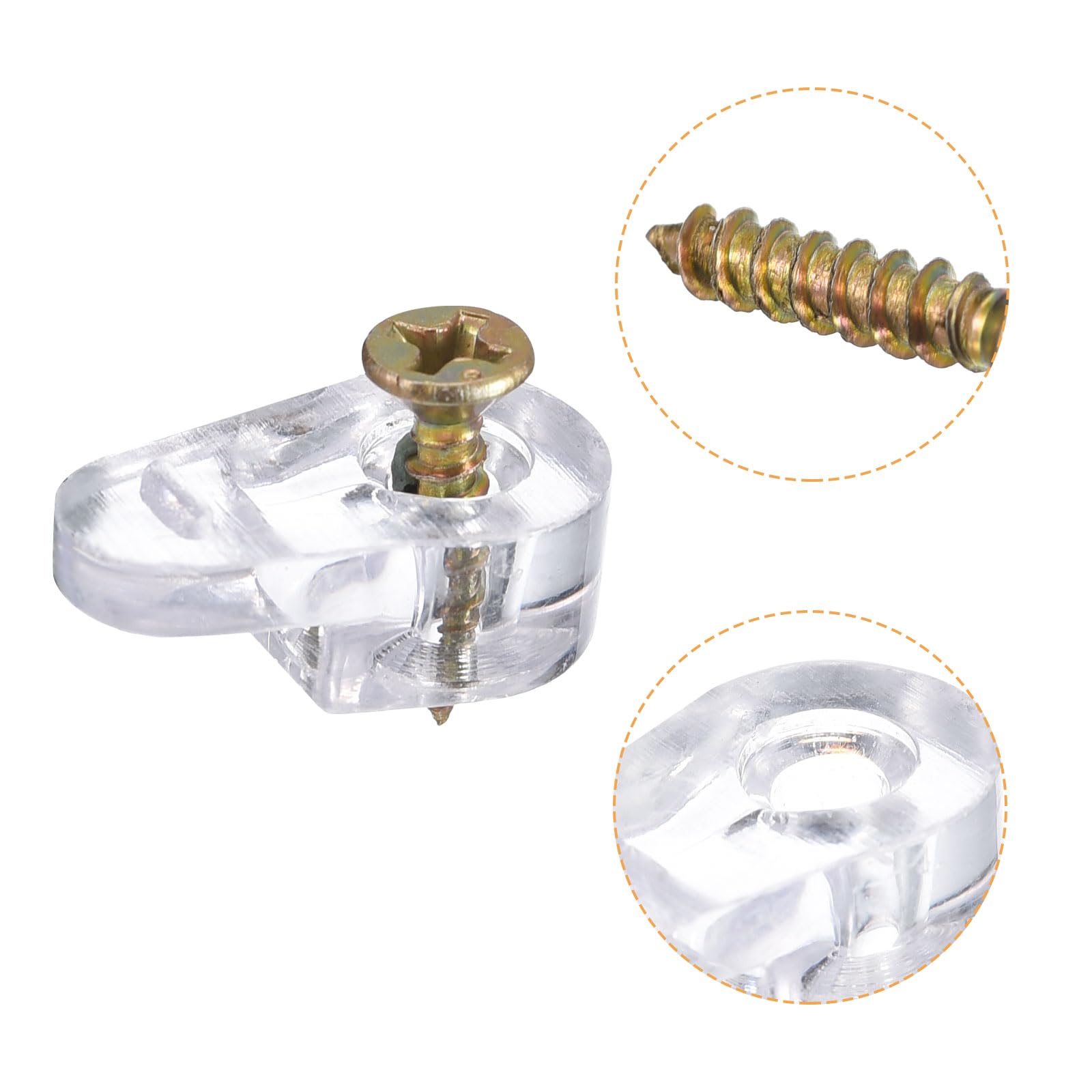 Uxcell Glass Retainer Clips 0.9x0.51 Inch - 100pcs Clear Panel Fixing Clips With Screws