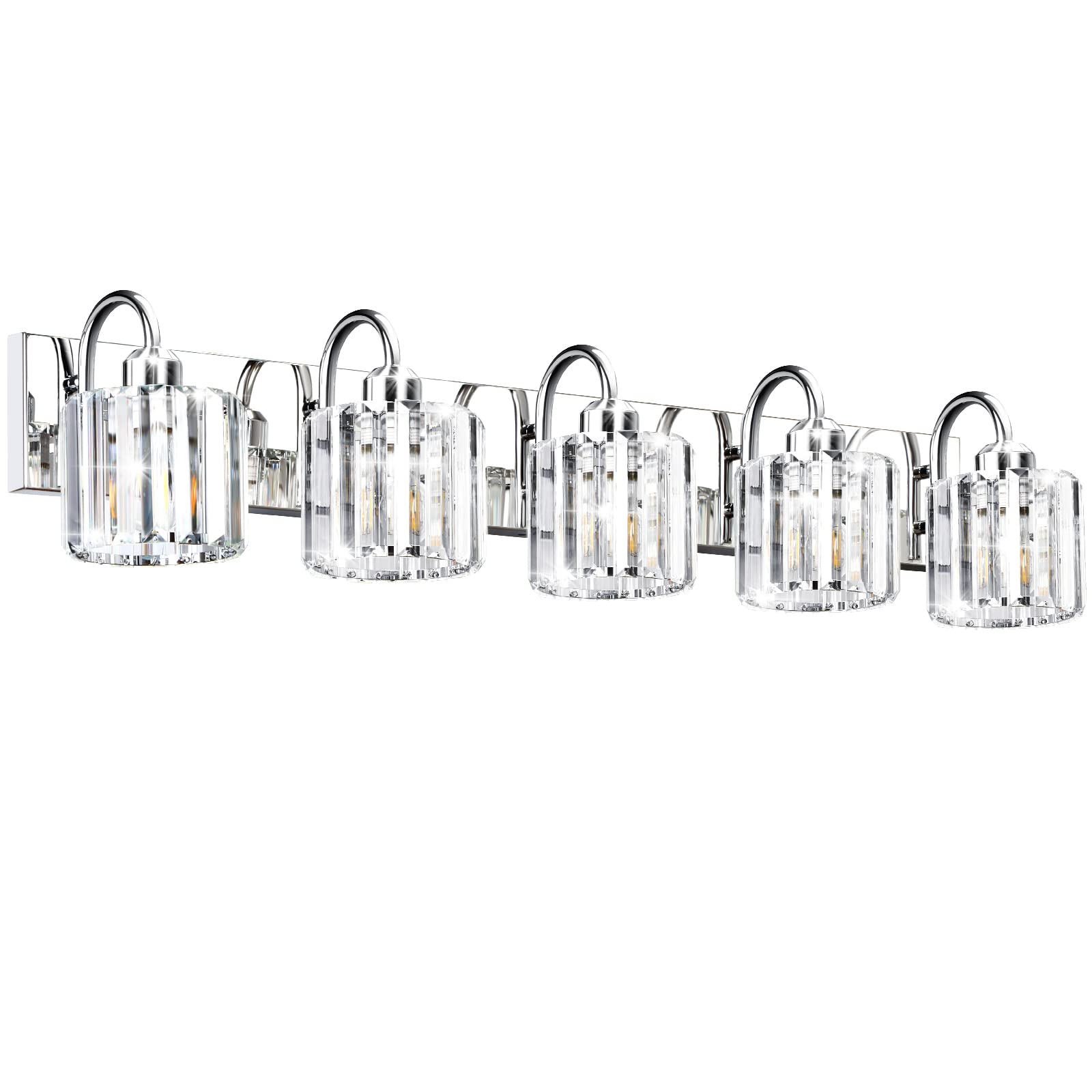 Valytime Bathroom Light - Chrome Crystal Vanity Fixture with 5 Lights Over Mirror