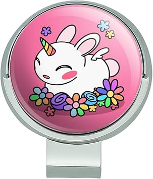 Review GRAPHICS & MORE Cute Unicorn Bunny Rabbit with Rainbow Flowers Golf Hat Clip with Magnetic Ball Marker