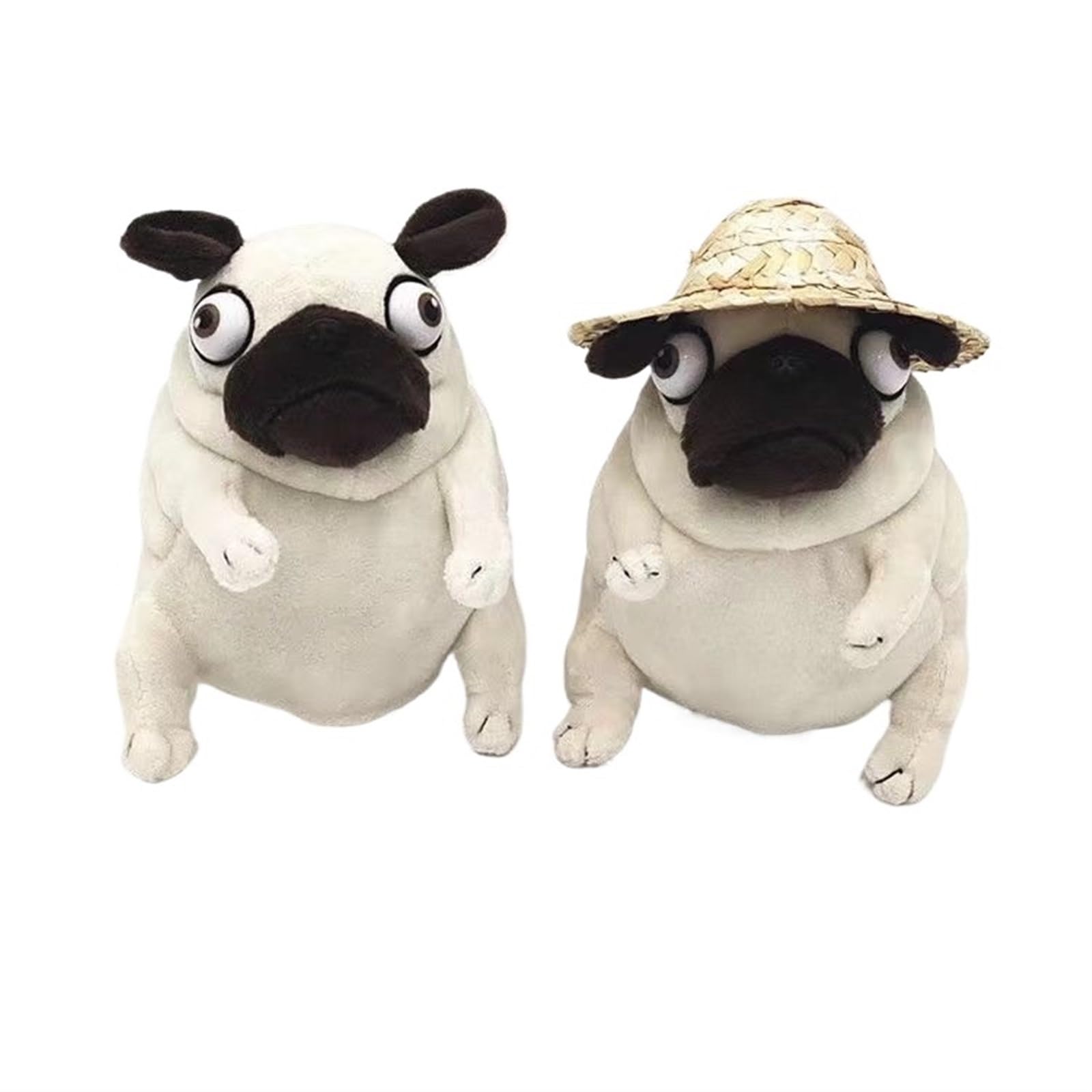 KUKUShining Cute Pug Plush Toy,Squishy, Soft Stuffed Animal Plushie for Kids, Pet Lovers, and Unique Gift for Pug Enthusiasts and Birthdays(2pcs)