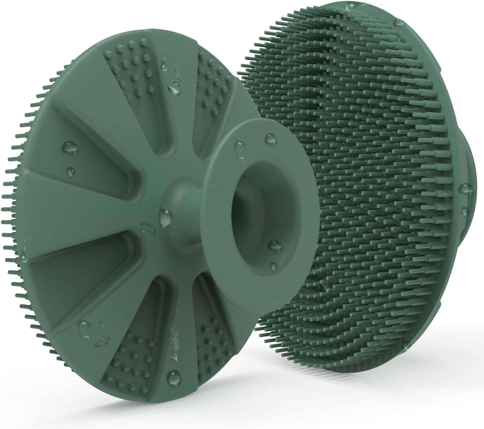 Silicone Body Scrubber Shower Bath Cleansing Brush Gentle Exfoliating Scrub Loofah for Women Men Baby Sensitive Skin, Easy to Clean, Lathers Well, More Hygienic, 1 Pack, Olive Green