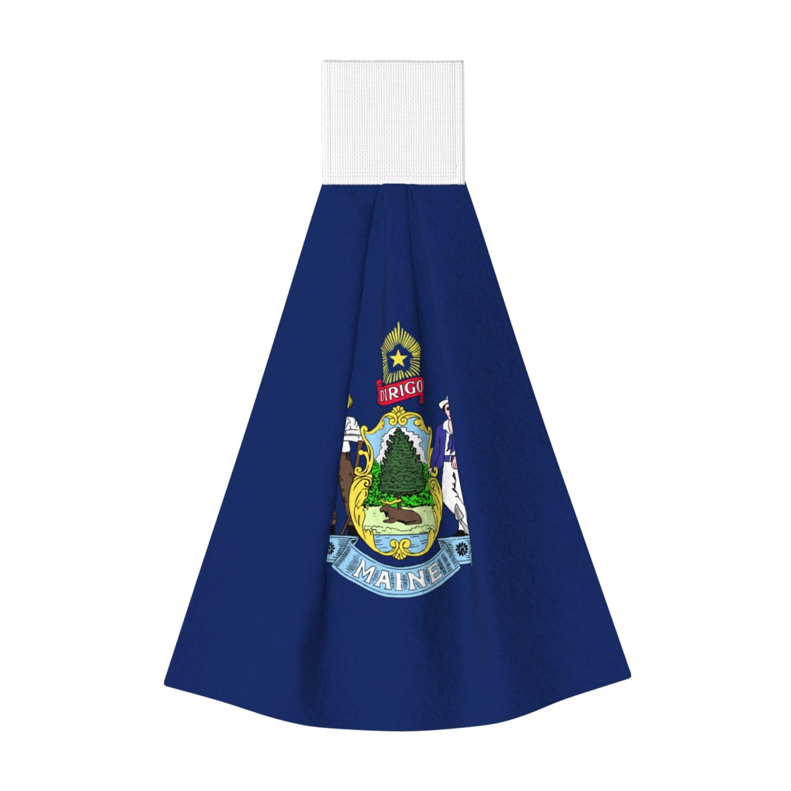 DUWAA Maine State Flag Print Hanging Hand Towel Quick Dry Bathroom Towel Soft Kitchen Towel