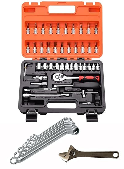 Digital Craft Multifunction Hand Tool Kit Car Ratchet Wrench Assembly Tool Household Repair Tools Automotive Set 46PC Socket Set,10