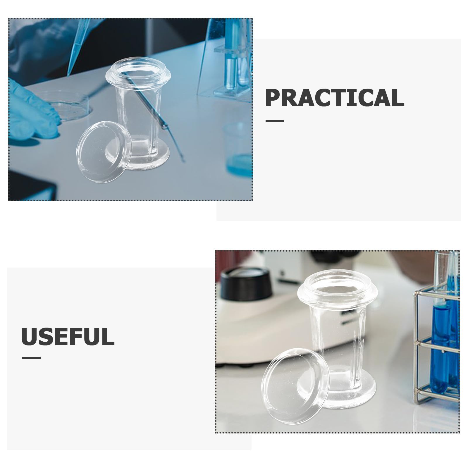 Amosfun Juego de 4 Frascos de Tinción de Vidrio Redondos con Tapa, Capacidad para 5 Portaobjetos, Ideales para Laboratorio y Uso Escolar con Resultados Uniformes y Observación Clara