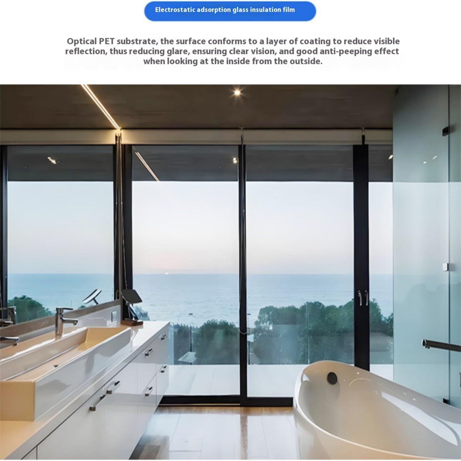 Film Miroir pour fenetre 40 * 200cm Anti UV Anti Regard avec Kit de Pose Film occultant Fenêtre Bon Effet Miroir Protection de la Vie privée pour Maison Bureau Magasin