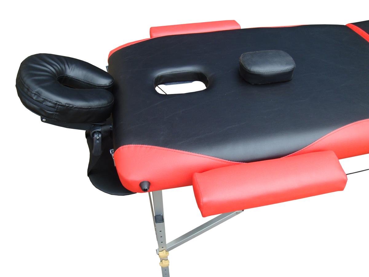 Mucola Massageliege 3 Zonen Kosmetikliege Aluminium | klappbar und höhenverstellbar | Portable Massagebank inkl. Zubehör Kopfstütze, Armlehnen und Tragetasche - Schwarz/Orange
