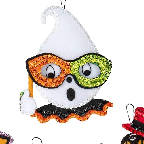 Miniatura 6 de Bucilla 89276E - Juego de adornos de fieltro con apliques vintage, Halloween, juego de 6