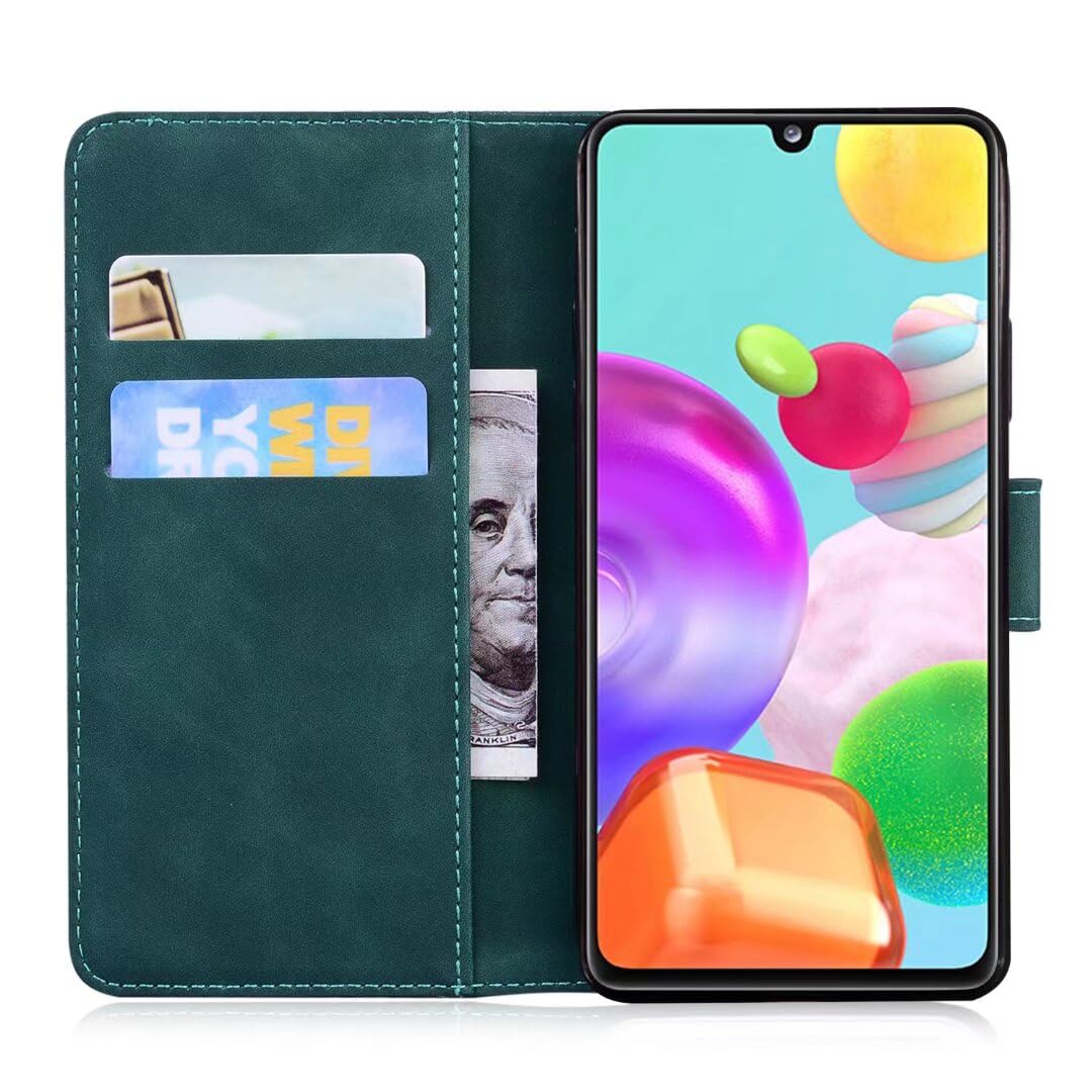 Custodia per Motorola Moto G04/G24 - Motorola Moto G04/G24 Custodia antiurto in pelle PU con supporto magnetico porta carte di credito Folio Soft TPU Full Protection Cover verde