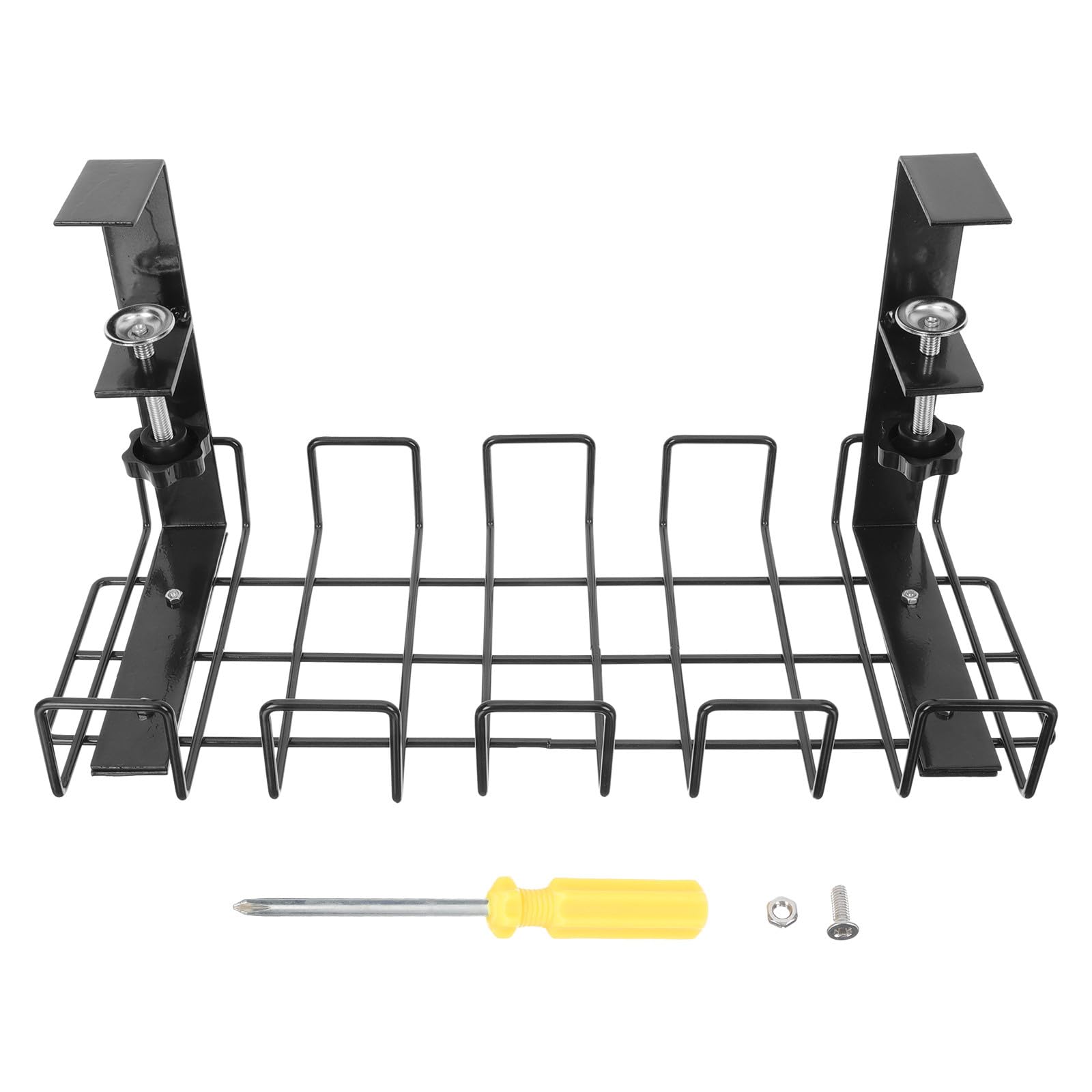 Soporte de Cable Versátil para Colgar bajo Escritorio, Hierro Negro | Organización de Cables Domésticos, Montaje bajo Mesa, Diseño Robusto, para Ordenar Alambres y Mantener el Área Limpia