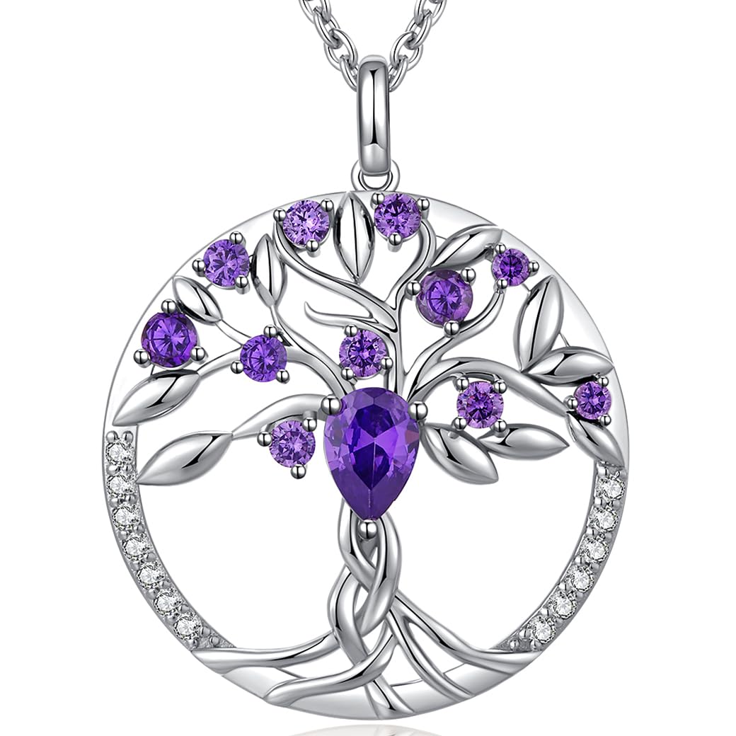 jiamiaoi Kette Damen Baum des Lebens Anhänger Damen Baum des Lebens Kette Silberne mit Rhinestein Baum des Lebens Halskett Silberkette mit Baum des Lebens 50cm Kette