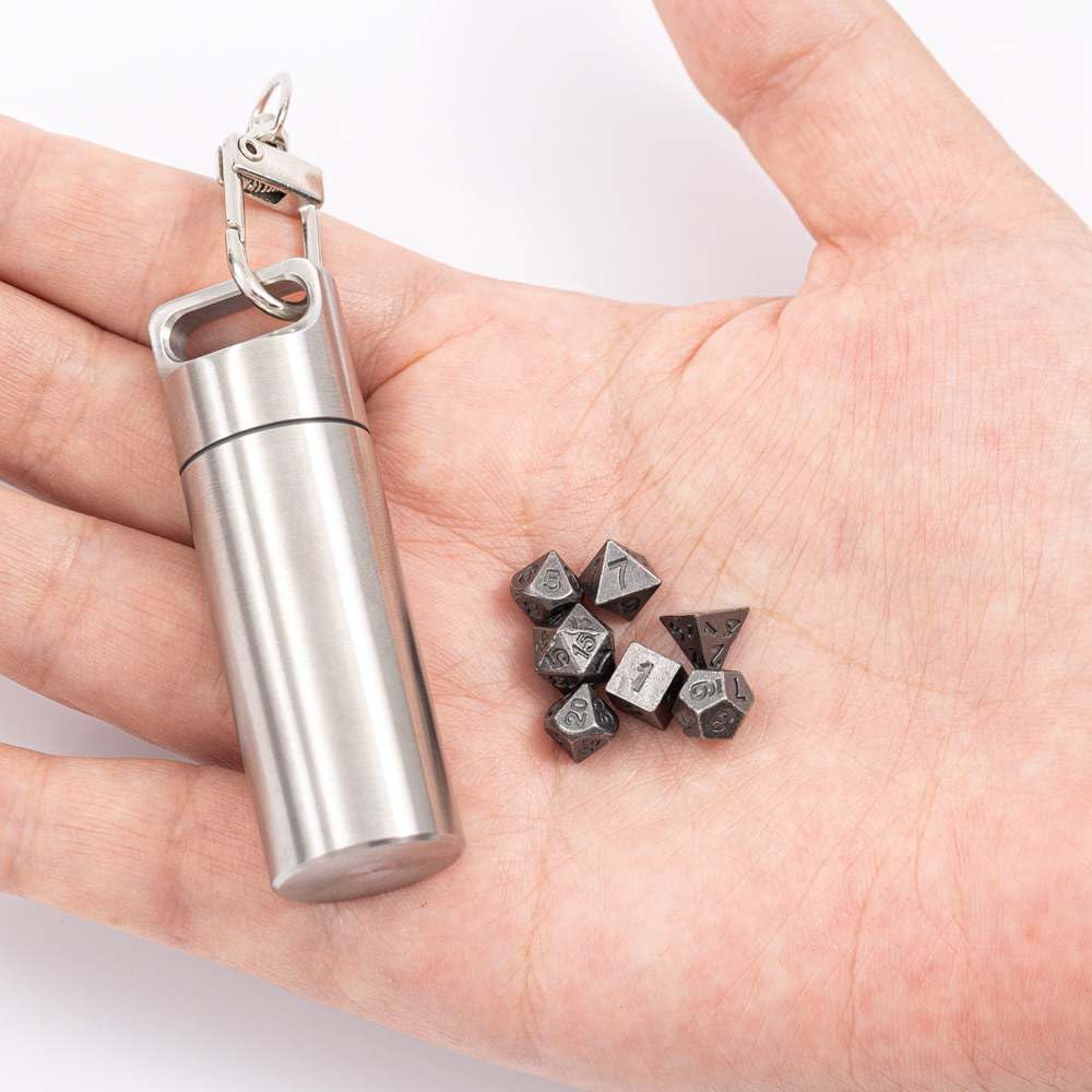 ThyggzjbsMini Dice Set Tiny Small Metal DND Dice Set with Stainless Steel Dice Case Portable,Polyhedral Metal D&D Dice Set Perfect for Dungeons and Dragons Gifts, RPG MTG Game,Role Playing Board Game
