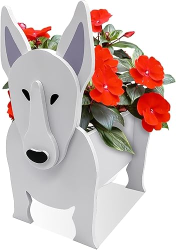 Linda maceta para perros con forma de toro terrier maceta de flores de dibujos animados maceta de madera suculenta de cactus para jardín flores de