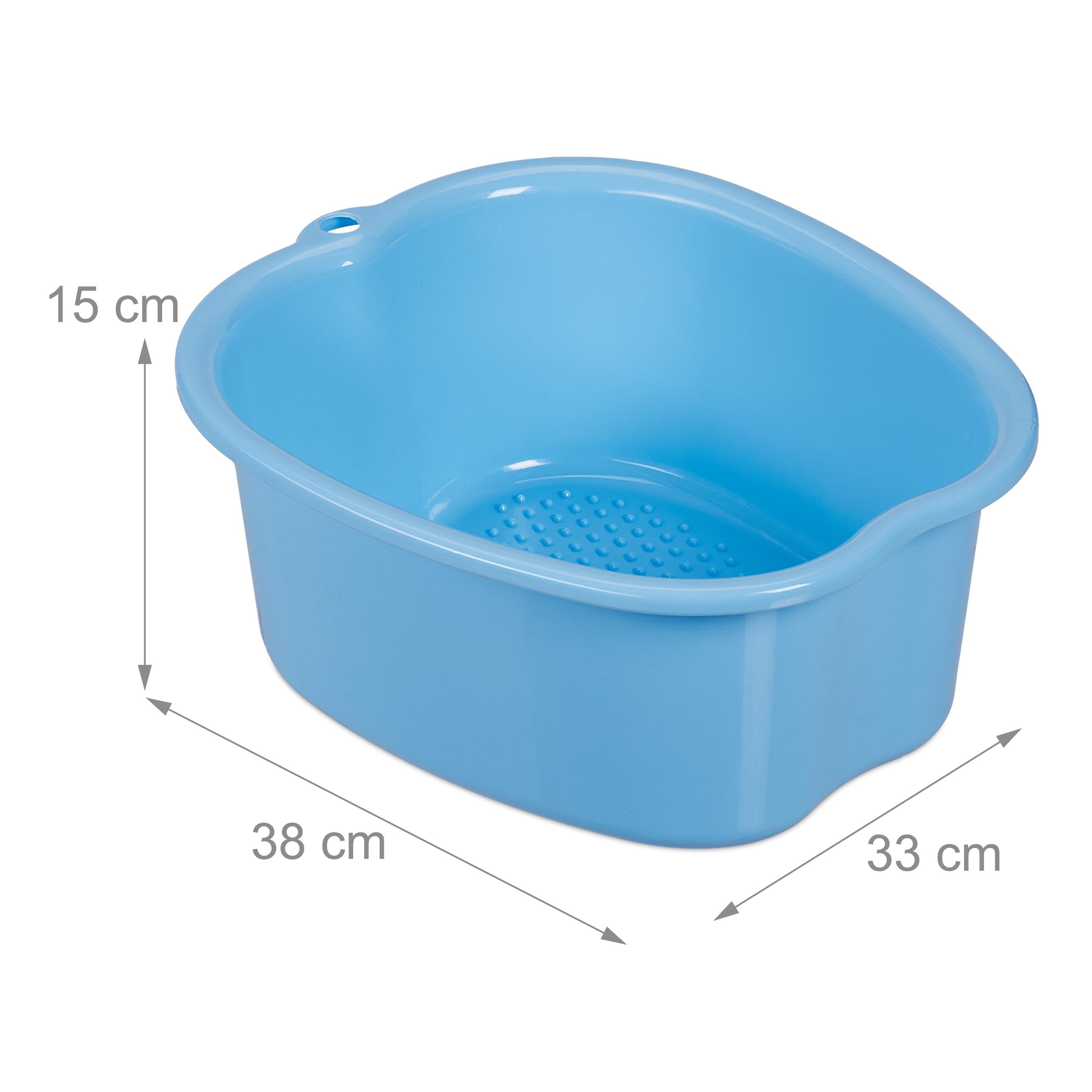 Relaxdays Vaschetta Pedicure, Vasca per Pediluvio, Bacinella Lavapiedi 15x33x38 cm, Catino per Piedi, Foot Spa, Azzurro