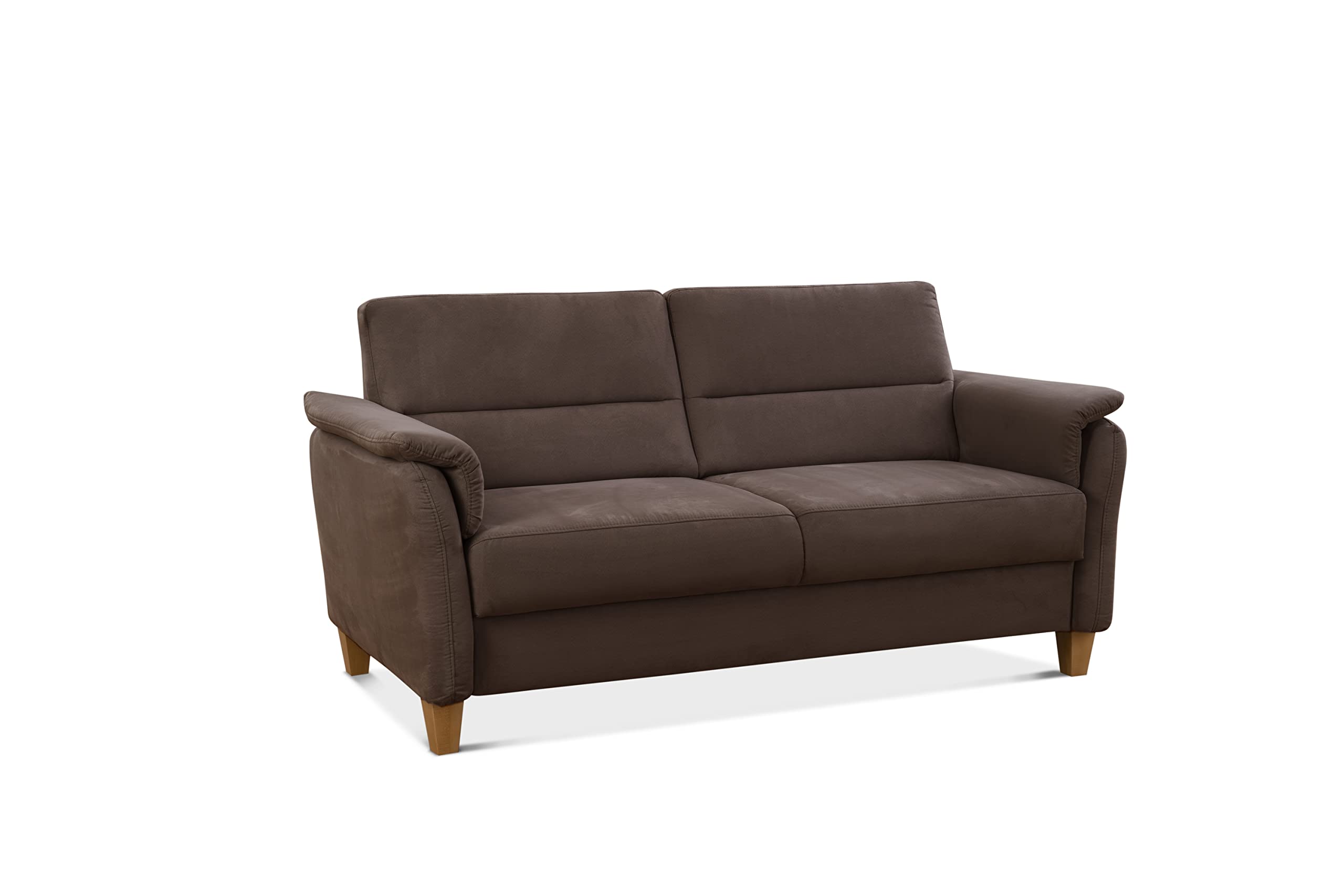 CAVADORE 3er-Sofa Palera mit Federkern / Kompakte Dreisitzer-Couch im Landhaus-Stil / passender Sessel und Hocker optional / 179 x 89 x 89 / Mikrofaser, Braun