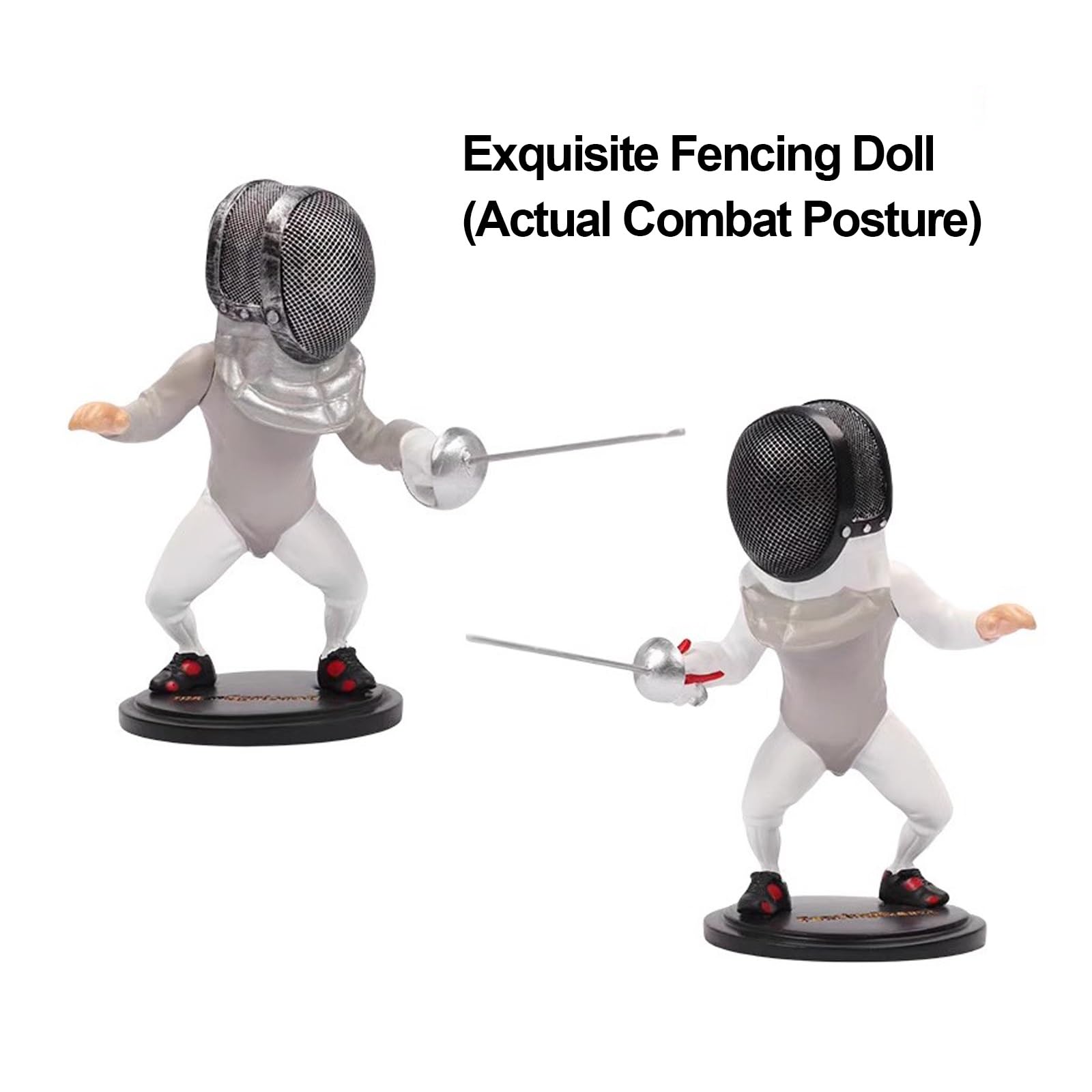KXJPIZIYB Fencing Doll Models Fencing Combat Pose Figurines Sabre Foil and Epee Combat Models Birthday Ornaments Fencing Athlete Awards(Gray)