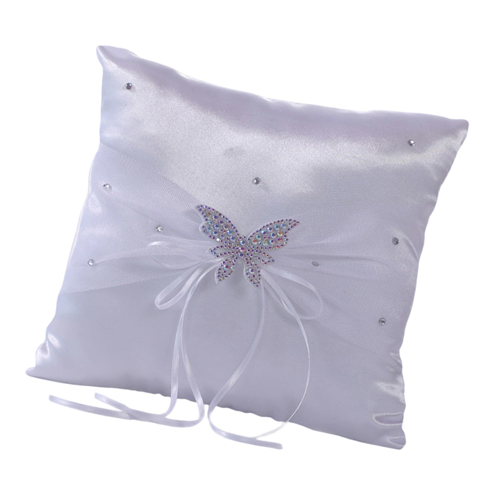 Elnwnnkc Wedding Rings Pillow with Satined and Pearls Decors Lace Rings Holder Cushion for Engagement Ceremonies Anniversary Wedding Ceremony