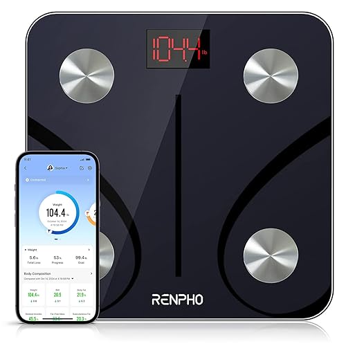 RENPHO Báscula Bluetooth para peso corporal báscula de peso inteligente báscula digital de grasa corporal IMC monitor de composición corporal con