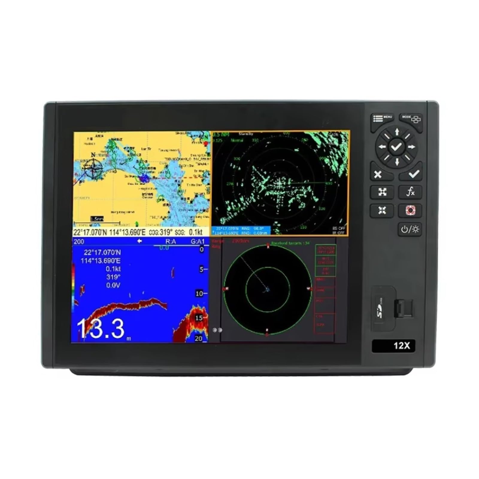 5 W 1 12-calowy Ploter Map GPS Dla Marynistów Z Transponderem AIS Klasy B+, Funkcją Radaru I Lokalizatorem Ryb Precyzyjna Nawigacja