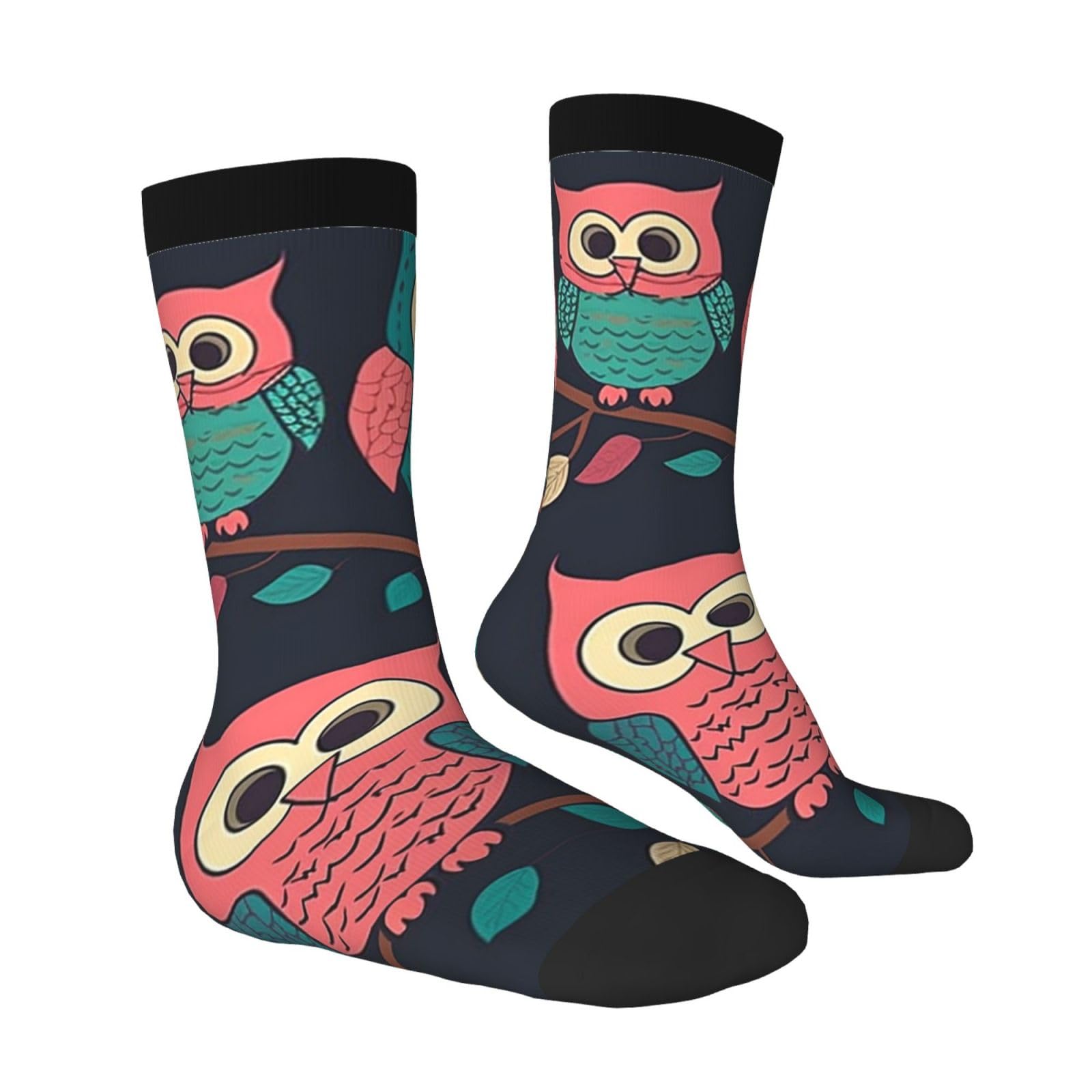 LZQPOEAS Cute Owls Athletic Socks Unisex Cushioned Crew Socks Hiking Running Calf Sock Soft Above Ankle Sock