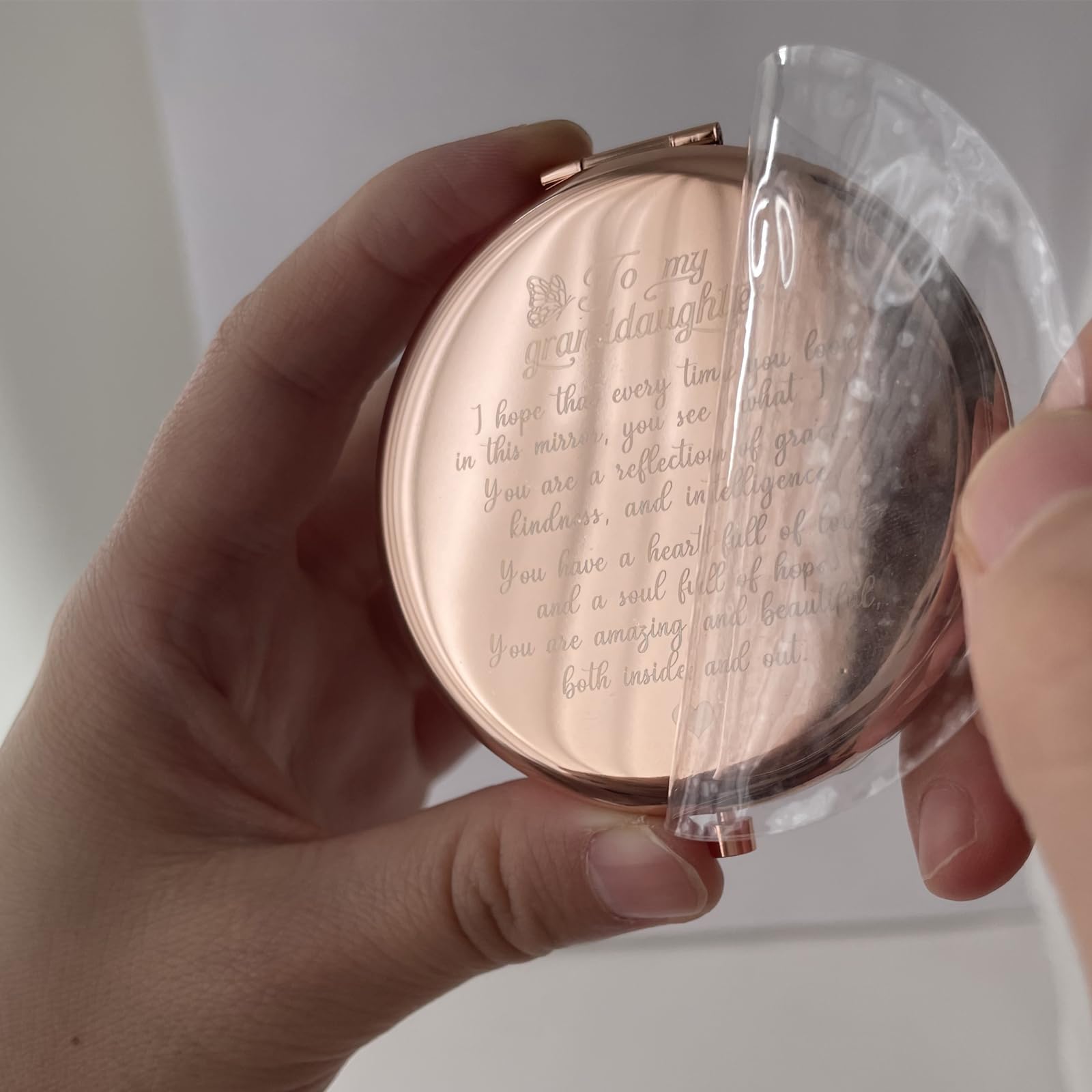 My Granddaughter Graviertes Handspiegel – Silber, Doppelseitig, Mit Kamm, Geschenk Für Enkelin