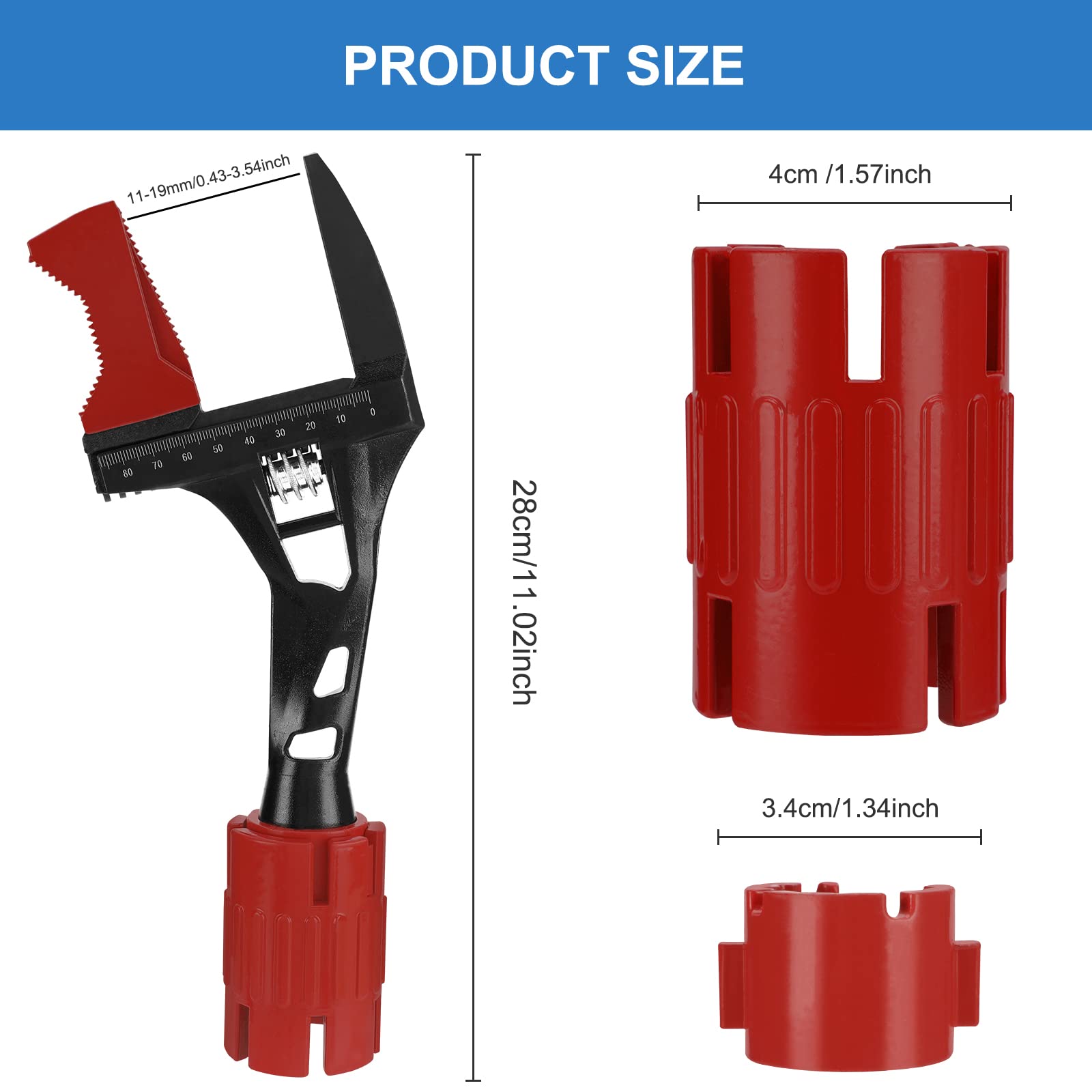 Llave inglesa ajustable, Macause 24 en 1 Herramientas de Plomería con hoja 11-90 mm Herramienta de Instalación de Grifoy Fregadero de Gran Apertura Llave Multifunción Para Tubería de Agua Para