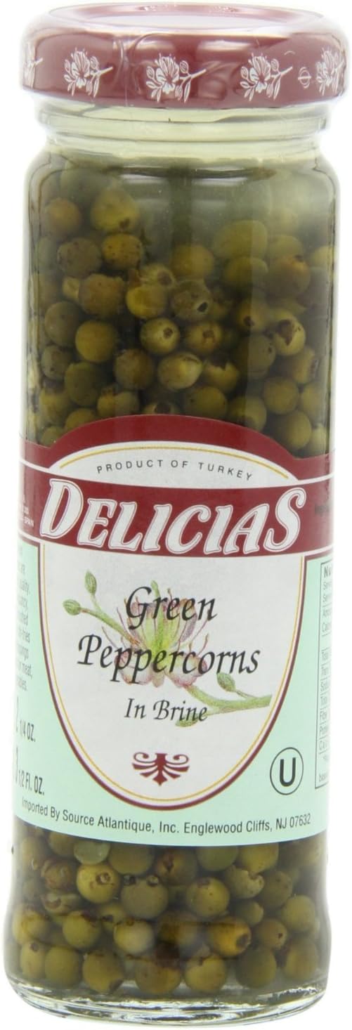 Delicias Green Peppercorns in Brine, 3.5-Ounce Bottles (Pack of 12)