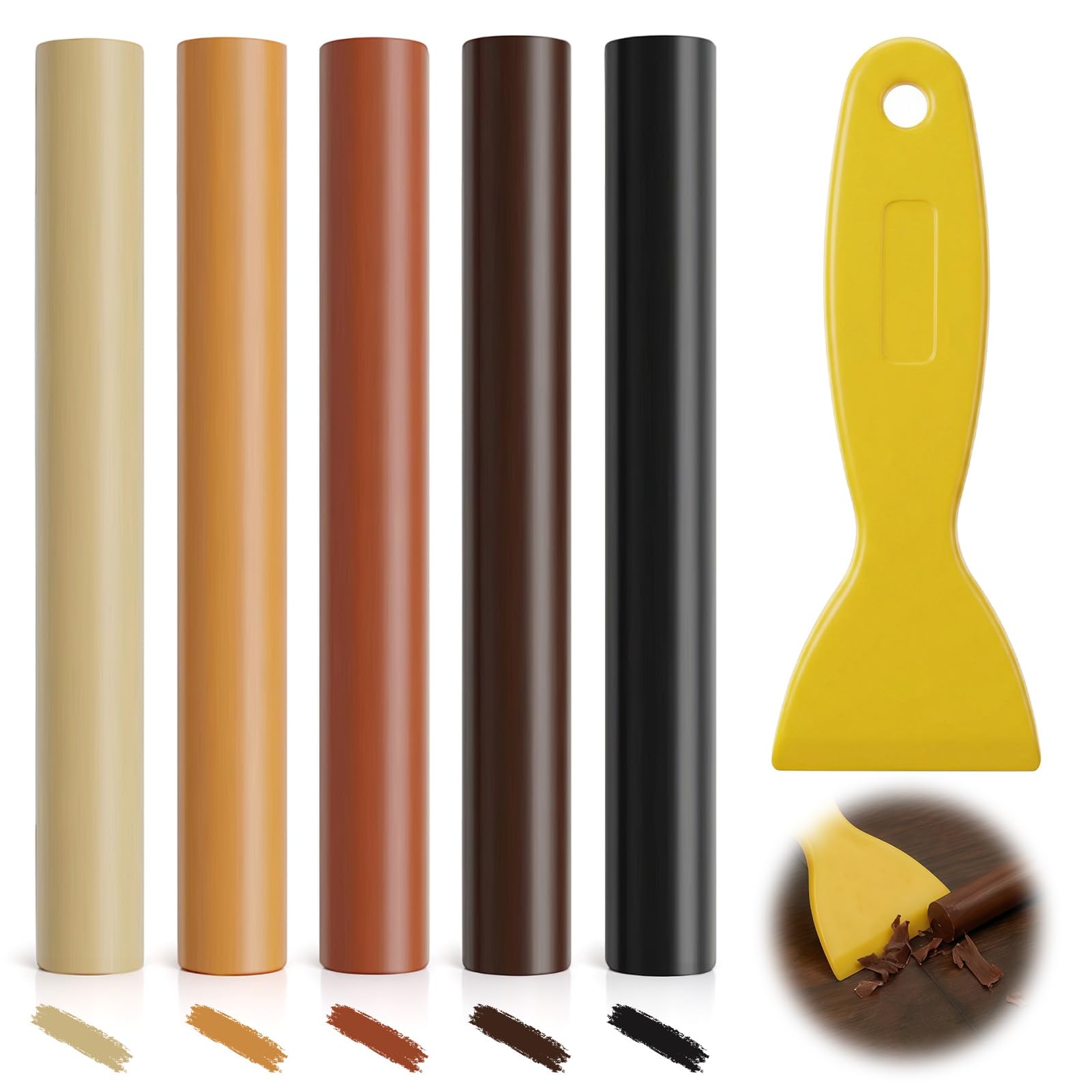 5PCS Wax Filler Wood Repair Sticks Light to Dark Brown Wood Filler Crayons