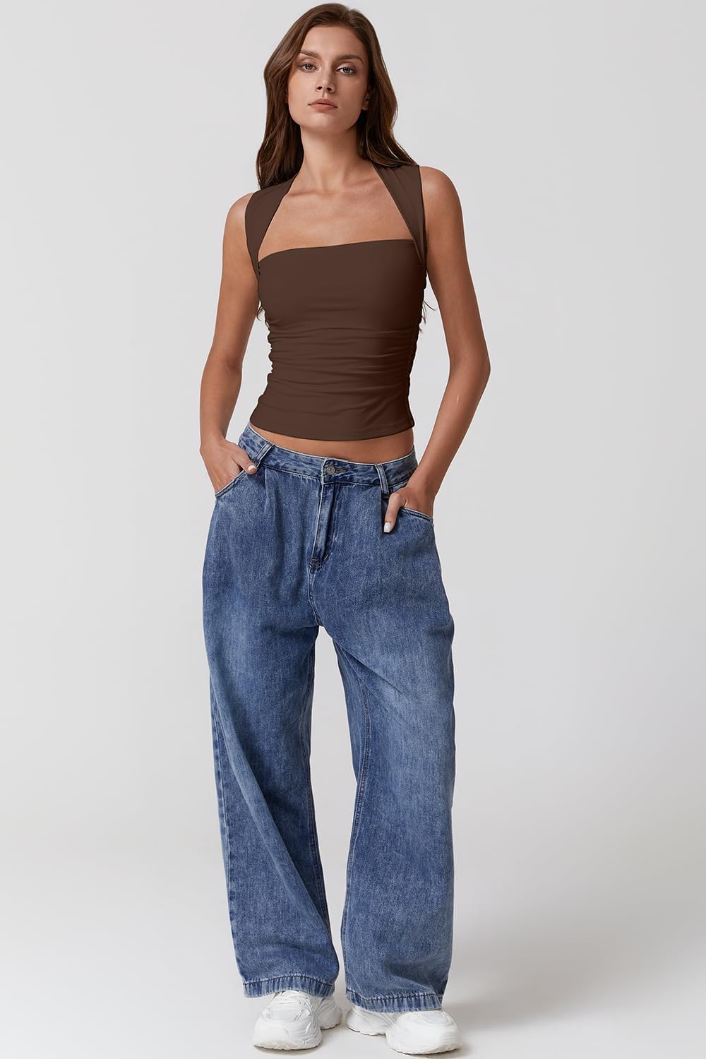 QINSEN Women's Square Neck Slim Fit Tank Top - Image 3