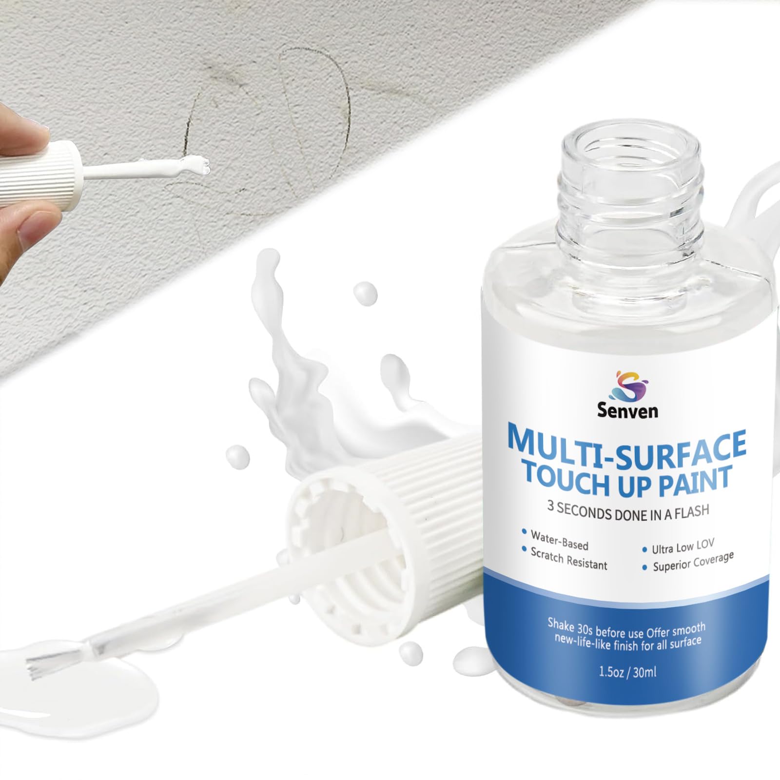 White Paint Multi Surface Semi-Gloss White Touch Up Paint Repair for Wall,Door,Cabinets,Wood,Furniture, Appliance,Tile,Porcelain,Touch Up Paint Pen for Refrigerators,Washers,Dishwashers,Microwave,Oven