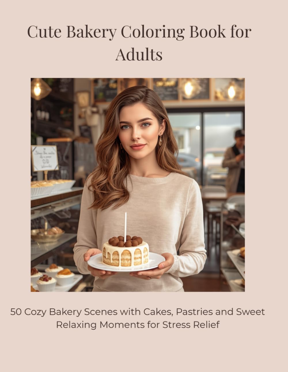 Cute Bakery Coloring Book for Adults: 50 Cozy Bakery Scenes with Cakes, Pastries and Sweet Relaxing Moments for Stress Relief