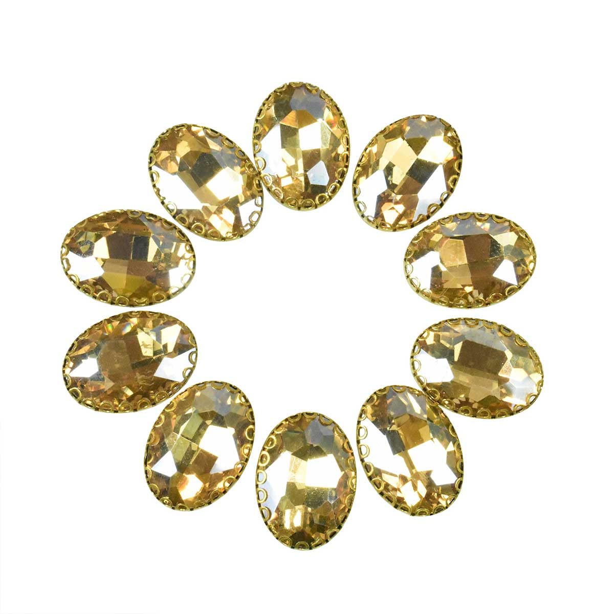 EmbroideryMaterial Oval Shape Sew on Glass Crystal Stone, Glass Gem Stone for Embroidery, Clothes, Craft, Jewellery Making etc, Flat Back Setting (Golden, 13 * 18 MM, 10 Pieces) (B09NPTTX51) Amazon Price History, Amazon Price Tracker