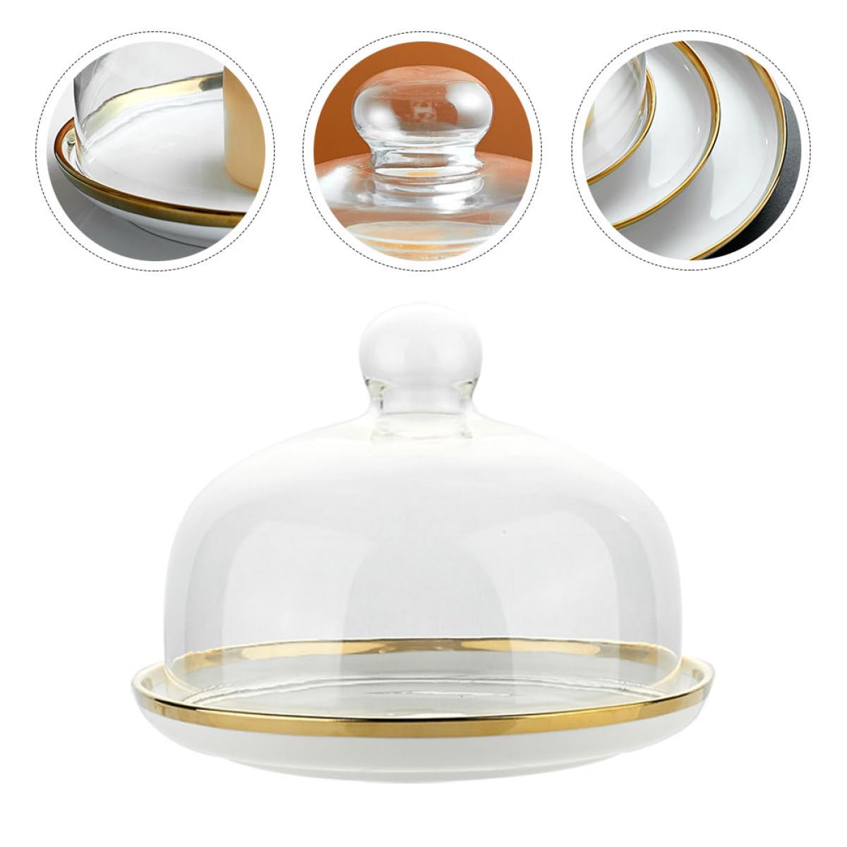 TOYANDONA Cloche à Gâteau pour Garder Les Aliments Frais avec Plateau en Céramique en Verre Couverture Alimentaire pour Repas de Fête et Mariages