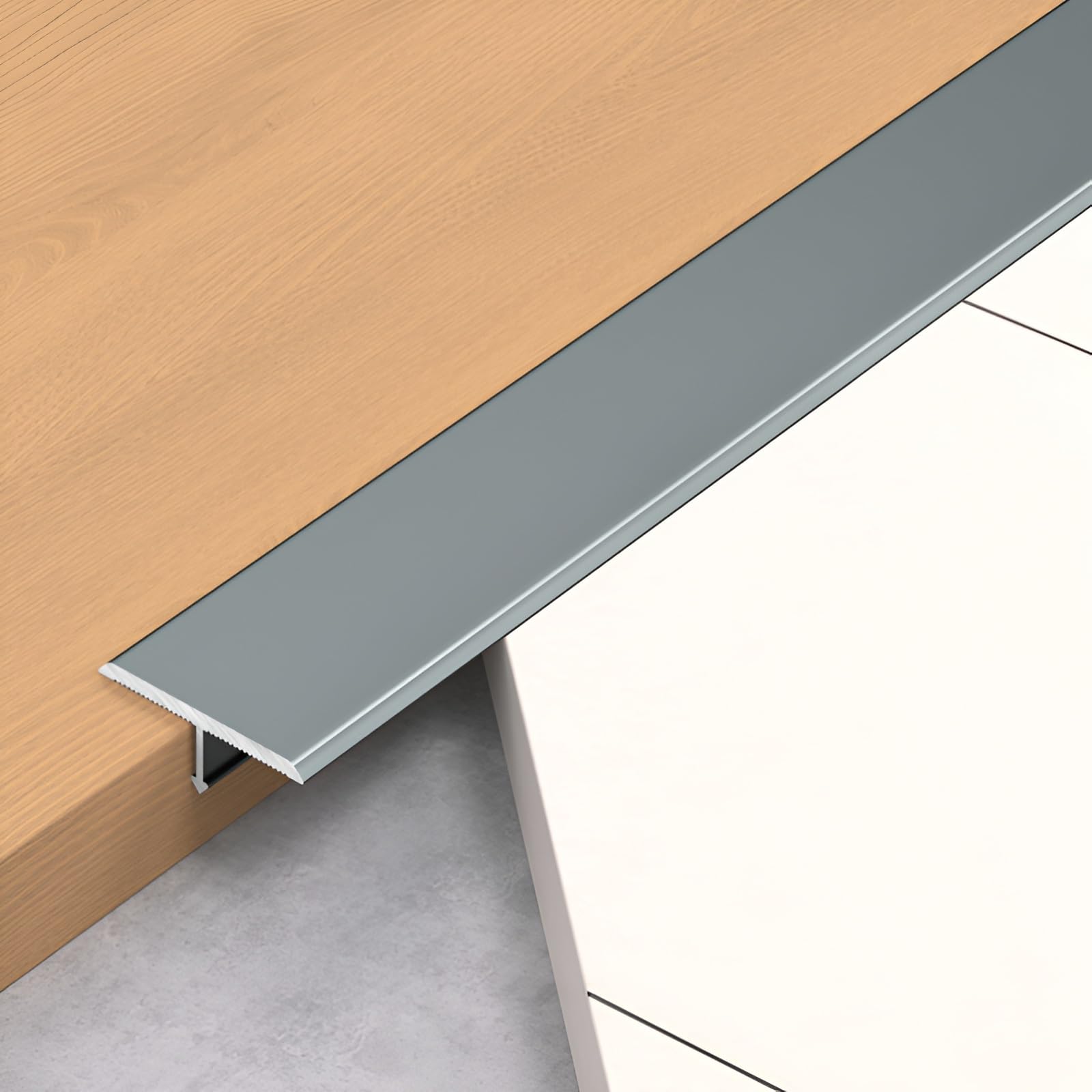 3-pak pasków progowych ze stopu aluminium, profil przejściowy, ochraniacz krawędzi podłogi (szary, 5 x 90 cm / 2 x 36 cali) dla płynnego przejścia na podłogę