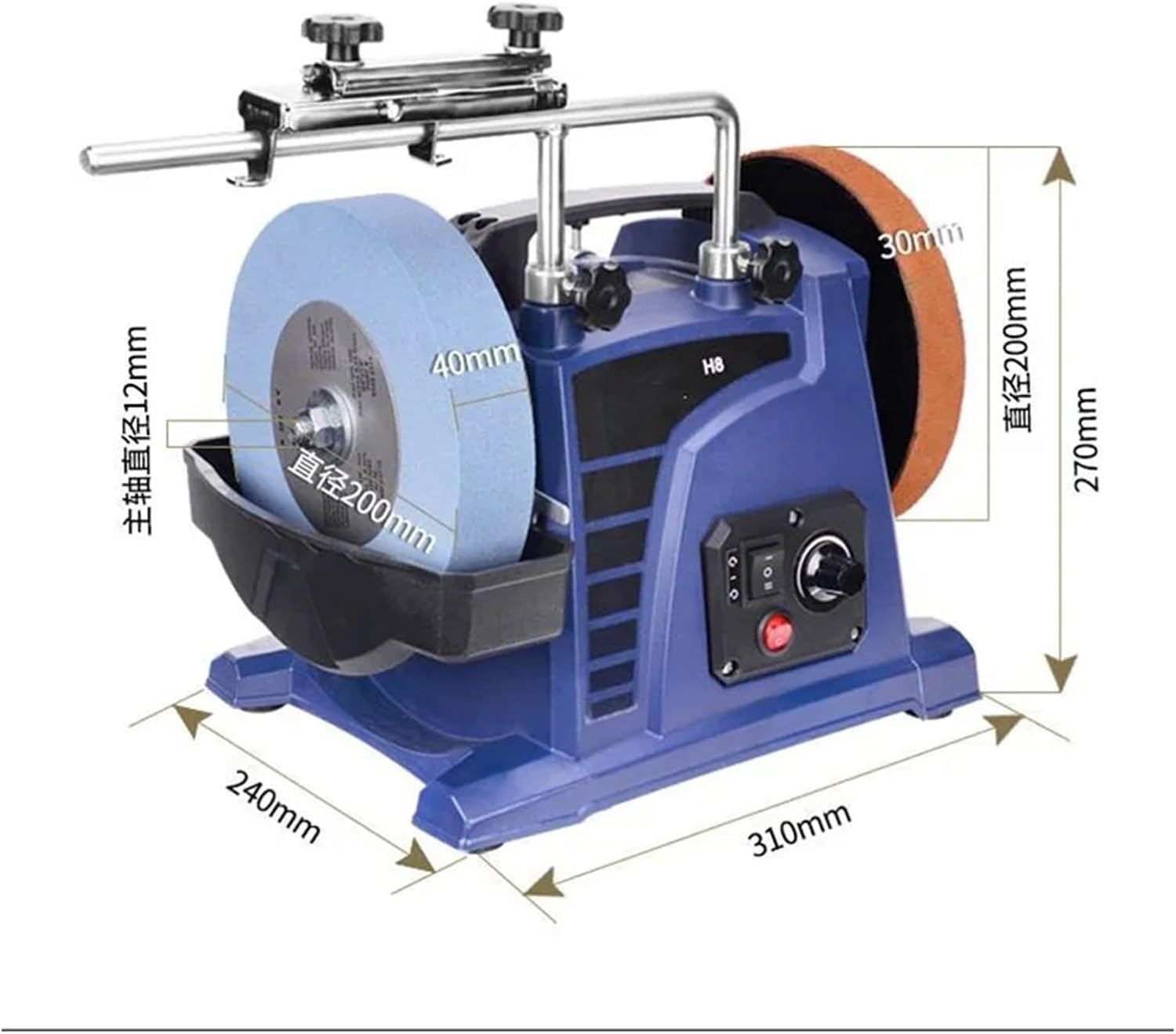 200W H8 Electric Knife Grinder Household Desktop 8 Inch Sharpener Woodworking Tools Low-speed Water-cooled Machine Versatile Applications