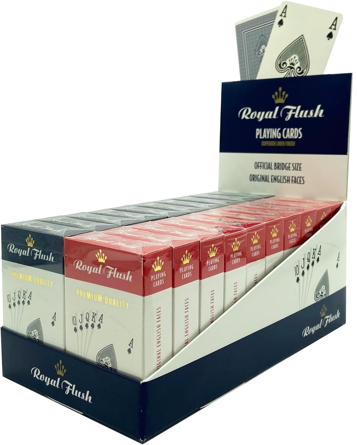 Royal Flush Premium Linen Finish Playing Cards - High-Quality Deck, 12 Packs (6 Blue & 6 Red)  
Royal Flush Premium Line