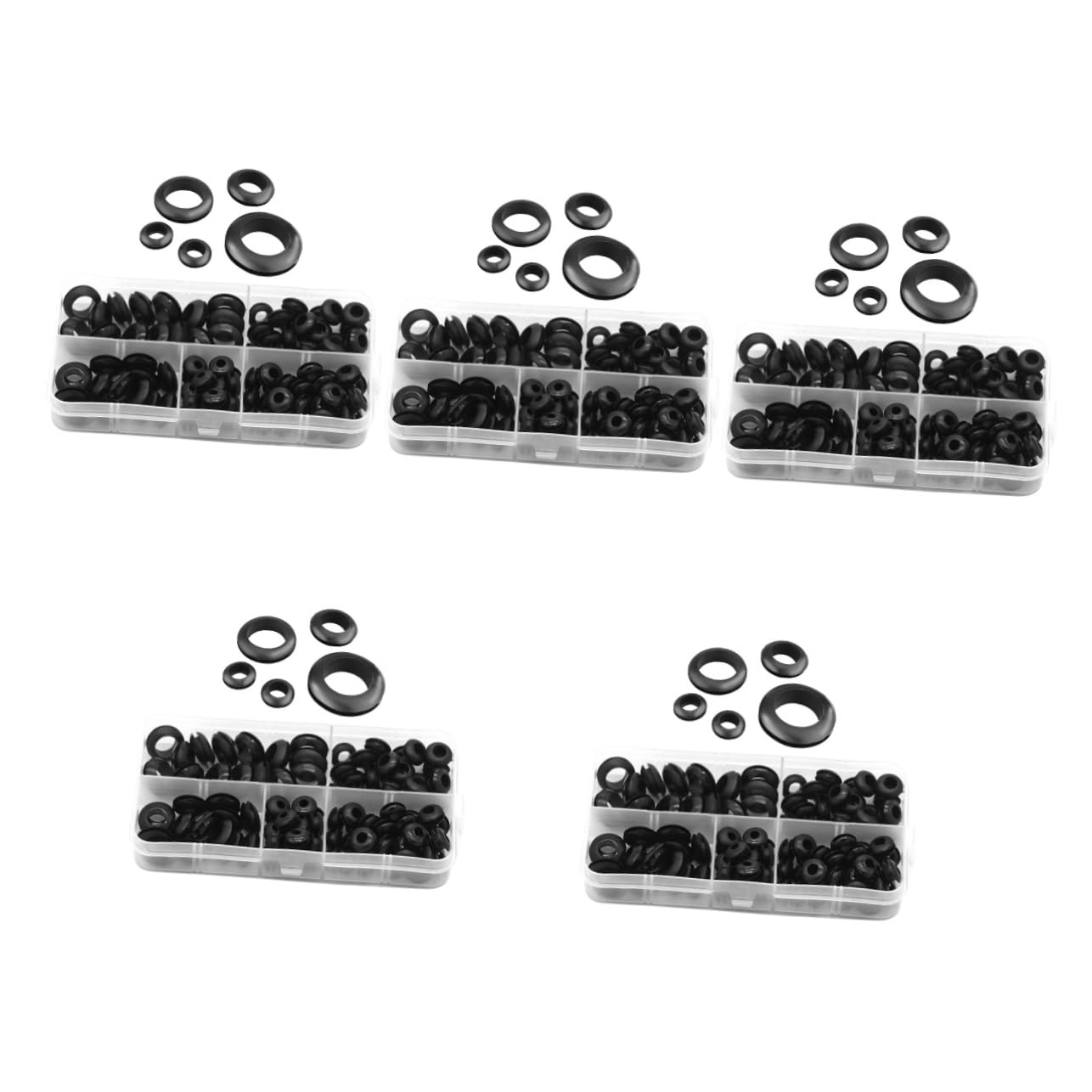 Lurrose 5 Set Gommino Filo Cavo Passacavi Per Fori Buco Kit Di Annegelli Tappo Passacavi in ​​gomma Tappo Del Foro Guida Di Gomma Germa Di Gomma Nero Gomma Da Cancellare 105 Pezzi*5