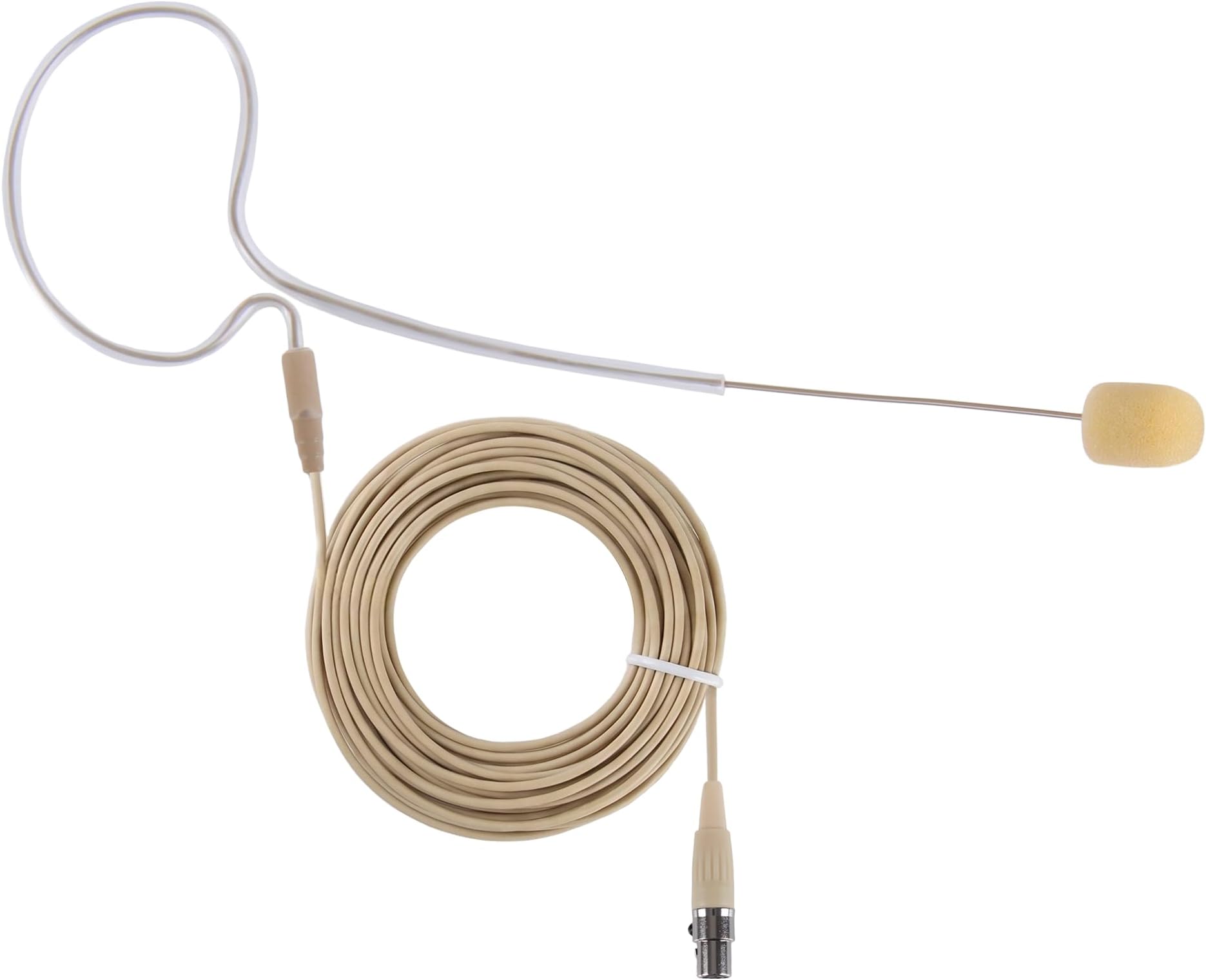 In Ear Back Electric Microphone - Portable Omnidirectional Wired Headset Pro Voice Audio Condenser Mic with 4 Pin Mini XLR Cable Wire and Windscreen - For Shure System - Pyle Pro PMEMS10 (Skin Tone)