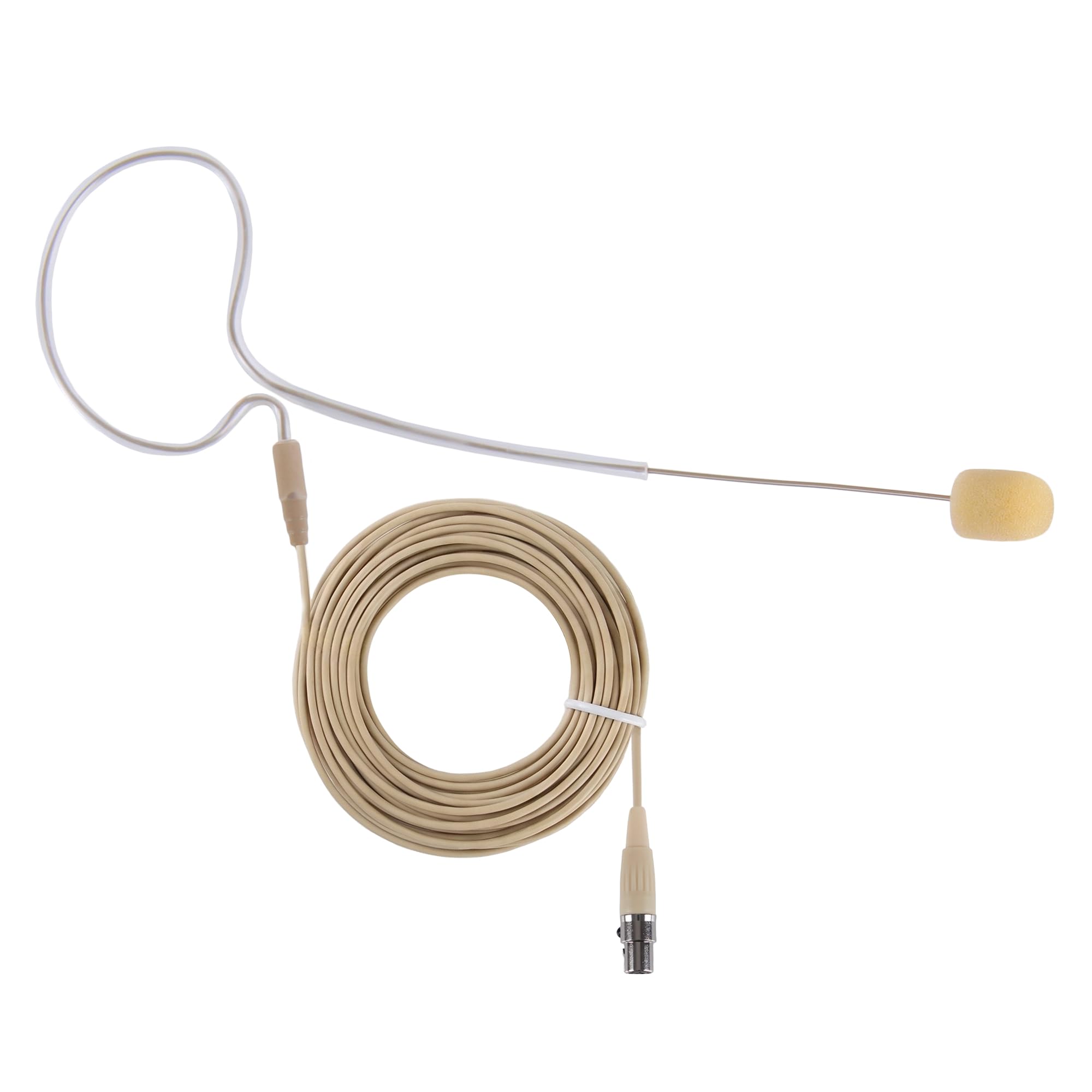 PYLE-PRO On-Ear Audio Condenser Microphone - Portable Omnidirectional Wired Headset Condenser Mic With 4 Pin Mini XLR Cable and Windscreen - Works with Shure System - PMEMS10 (Skin Tone), Beige