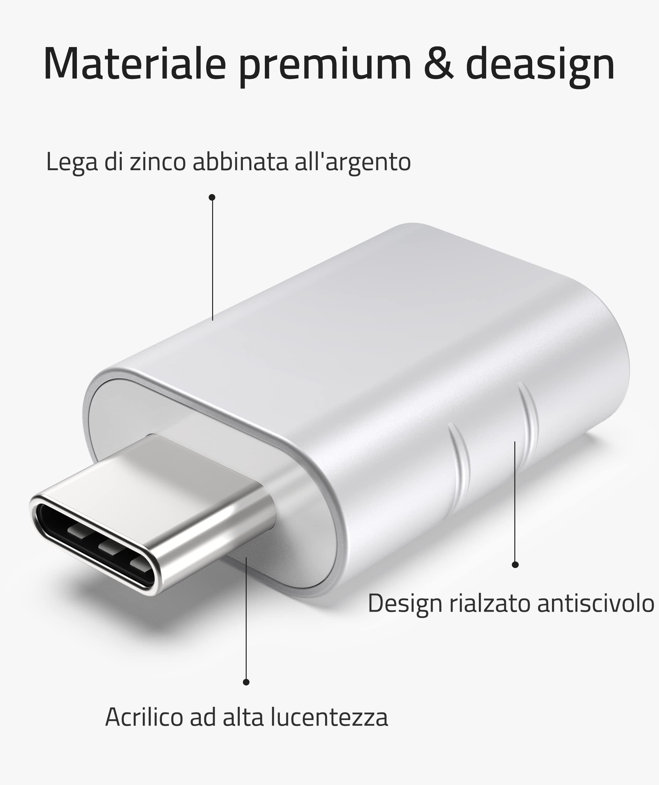 Syntech Adattatore da USB C a USB, Adattatore USB-C, Conversione da Thunderbolt 4/3 a USB 3.1/3.0/2.0 per MacBook Pro 2021 MacBook Air 2020, Galaxy S9/S8/Tab S3, argento