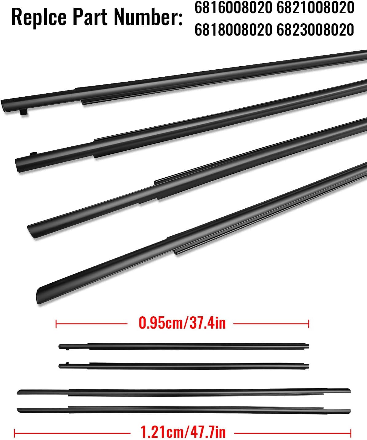 Weatherstrip Window Moulding Trim Seal Belt Fit for Toyota Sienna 2011-2020 Replace 6816008020 6818008020 6821008020 6823008020