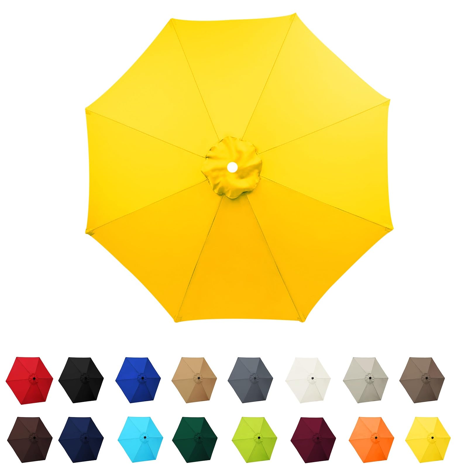 Garden Parasol Canopy Cover, 2m 2.30m 2.7m 3.0m Market Table Umbrella Canopy, patio umbrella replacement canopy,for Patio Market Table Umbrella Garden Parasol Canopy Cover(Yellow,8ribs:3.0m/9.8ft)