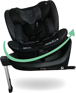 My Babiie MBCS400 360° Spin R129 Baby Car Seat – Support Leg, ISOFIX, Birth to 12yrs (40-150cm), i-Size, ERF, Group 0+/1/2/3, Rotating 360 Swivel - Black