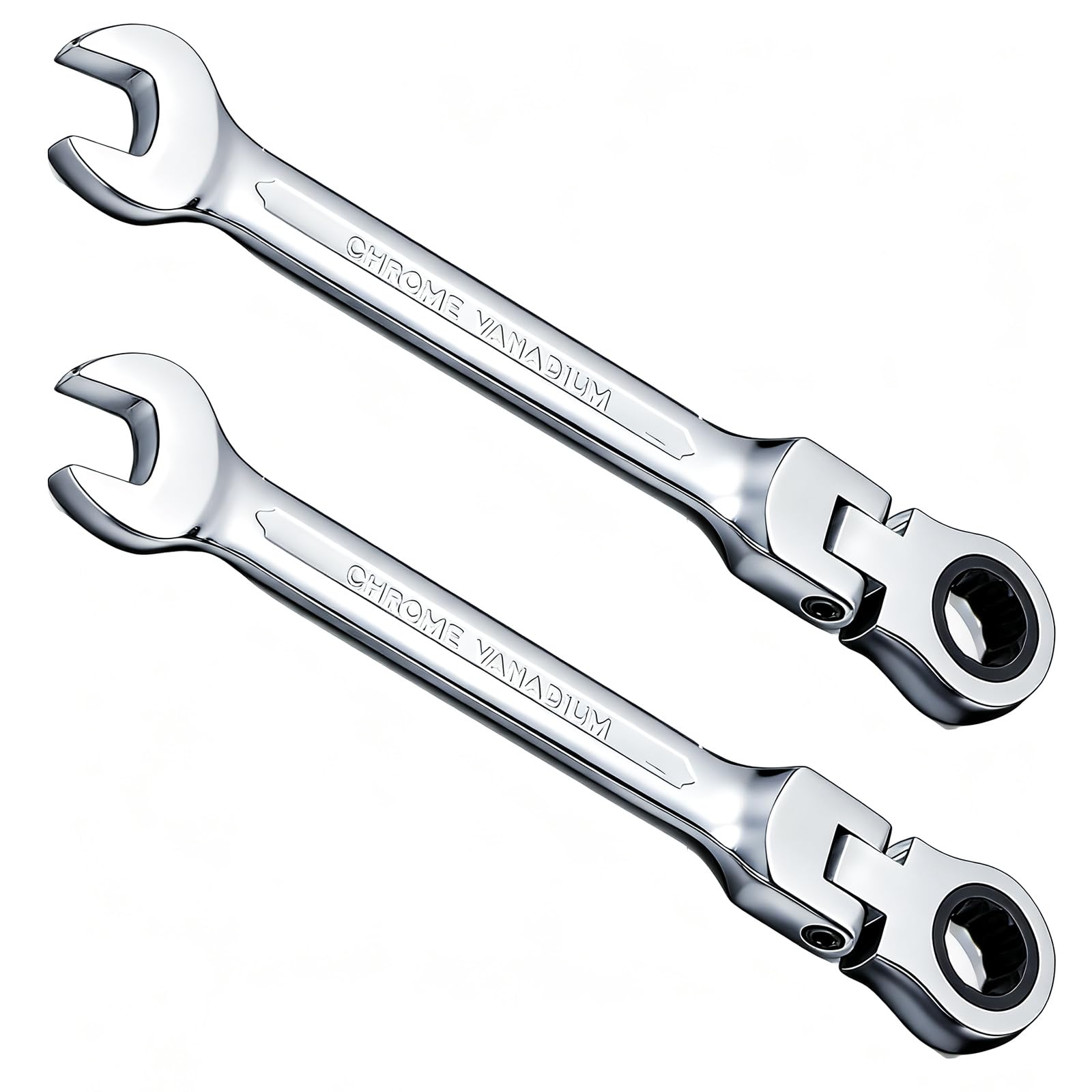 Wjelet 10mm Ratchet Spanner,180° Adjustable Flex-Head Ratchet Spanner, 72 Teeth Cr-V Steel Tool for Bicycle, DIY and Home Maintenance,2Pcs