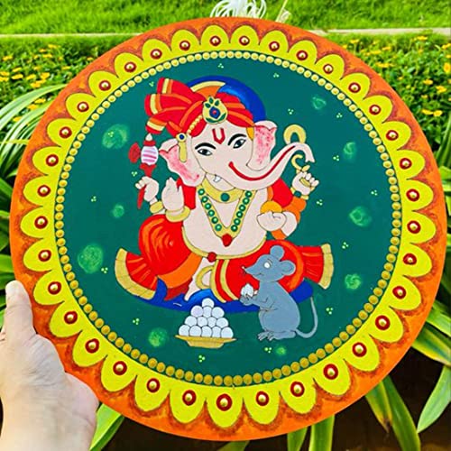Image of ADIKALA Engraved Ganpati Ji MDF Design Engraved Wall Plate with Frame